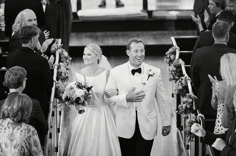 Molly Bryant And Chip Phillips Divine Summer South Carolina Wedding BW Ceremony Exit