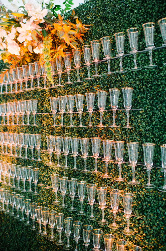 Katie Fisher And Matt Hauck Marry On Lookout Mountain Tennessee wall of glasses