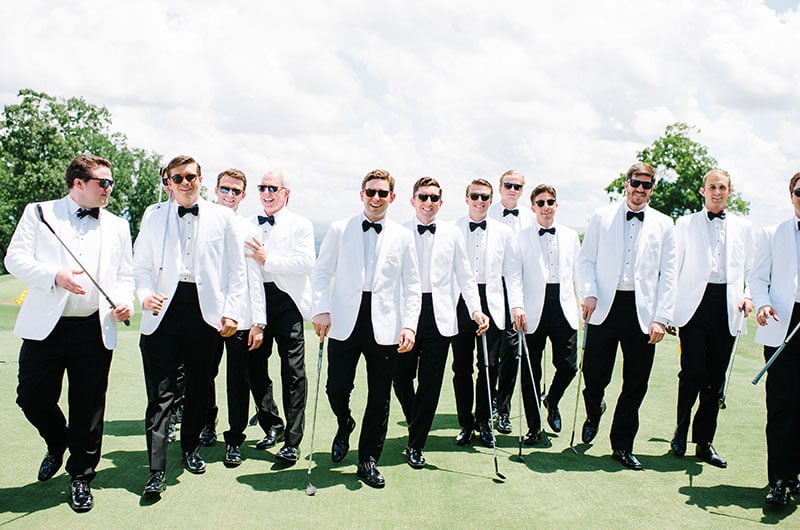 Katie Fisher Matt Hauck Marry at Lookout Mountain Groomsmen with Clubs