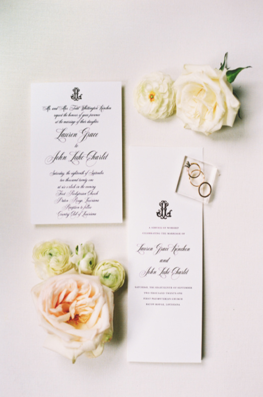 Lauren Kinchen John Luke Charlet invitations de mariage
