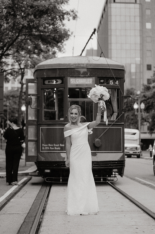 Peyton LoCicero and James Trist Marry in an Extravagant New Orleans Wedding bride at train copy