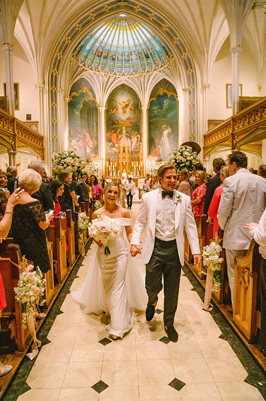 Peyton LoCicero and James Trist Marry in an Extravagant New Orleans Wedding couple walks down aisle copy