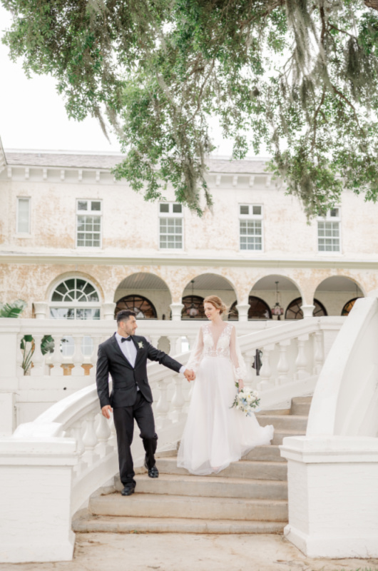A Renoir Inspired Wedding Styled Shoot Southern Bride couple walk