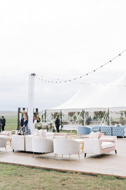 Alex Drummond and Mauricio Scotts Lavish Oklahoma Ranch Wedding Lounge Area