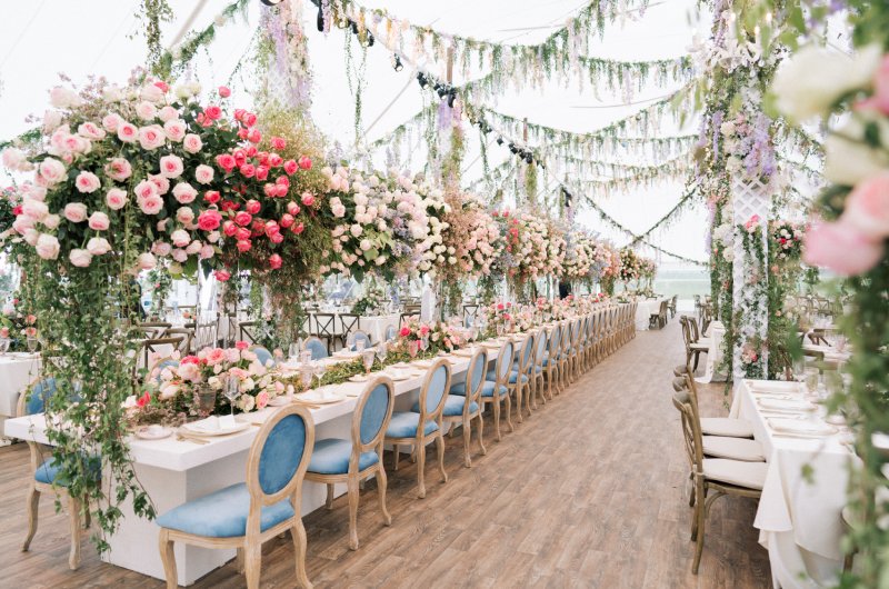 Alex Drummond and Mauricio Scotts Lavish Oklahoma Ranch Wedding Reception Table