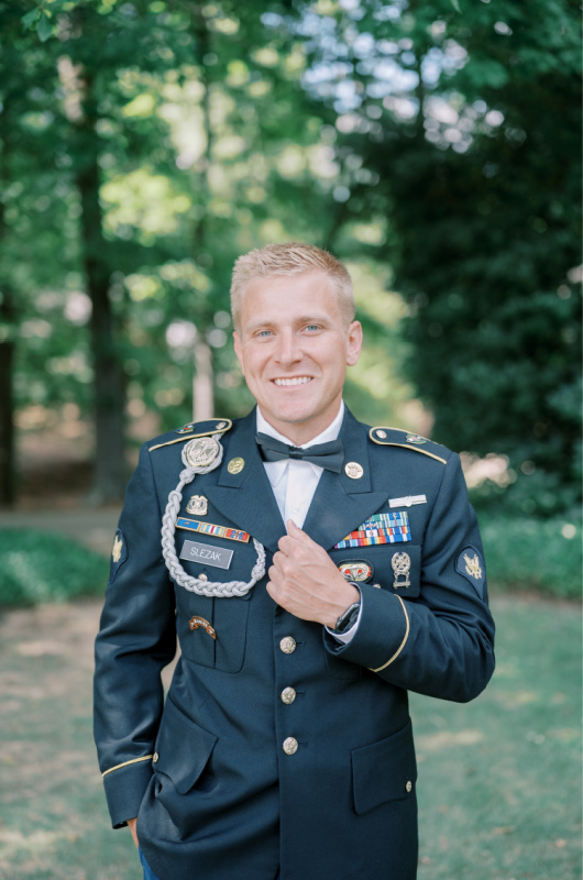 Brooke Kirkpatrick And Timothy Selezak Marry In Alabama groom in uniform