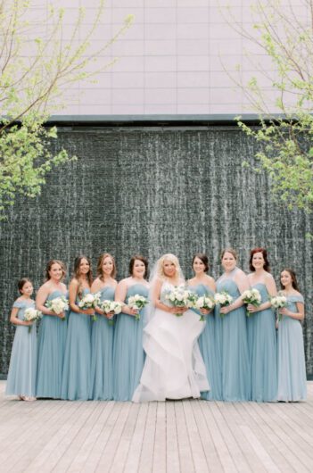 Kristen Byrne and Tyler Ohlmansieks Timess Wedding At the Country Music Hall of Fame In Nashville Tennessee Look At Each Other Kristen Byrne and Tyler Ohlmansieks Timess Wedding At the Country Music Hall of Fame In Nashville Tennessee Bridesmaids Portrait