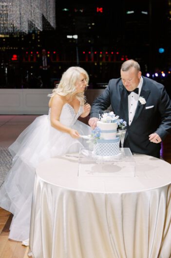 Kristen Byrne and Tyler Ohlmansieks Timess Wedding At the Country Music Hall of Fame In Nashville Tennessee Cake Cutting