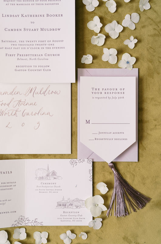 Lindsay and Camden Marry in an Elegant North Carolina Summer Wedding Invitations