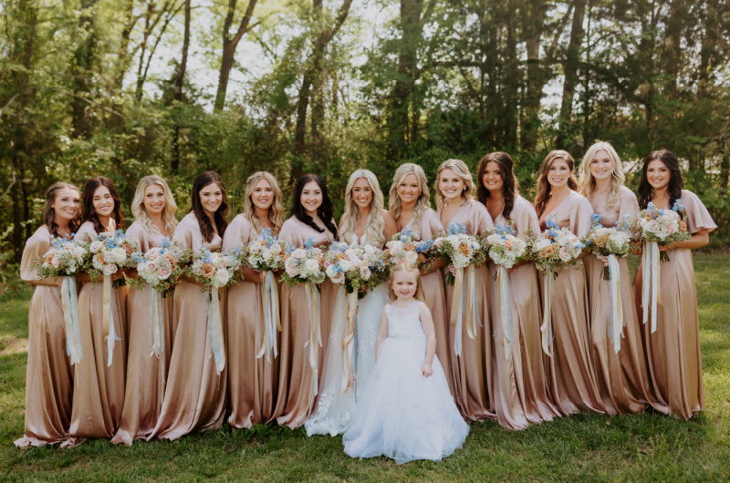 Paula and Ayson Marry in a Whimsical Wedding at Legacy Acres Arkansas Bride with Bridesmaids