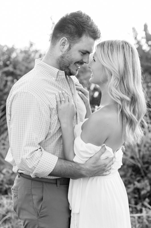 kayla and stuarts engagement at their alma mater close up