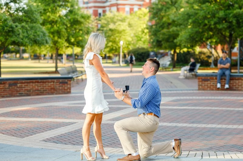 kayla and stuarts engagement at their alma mater proposal