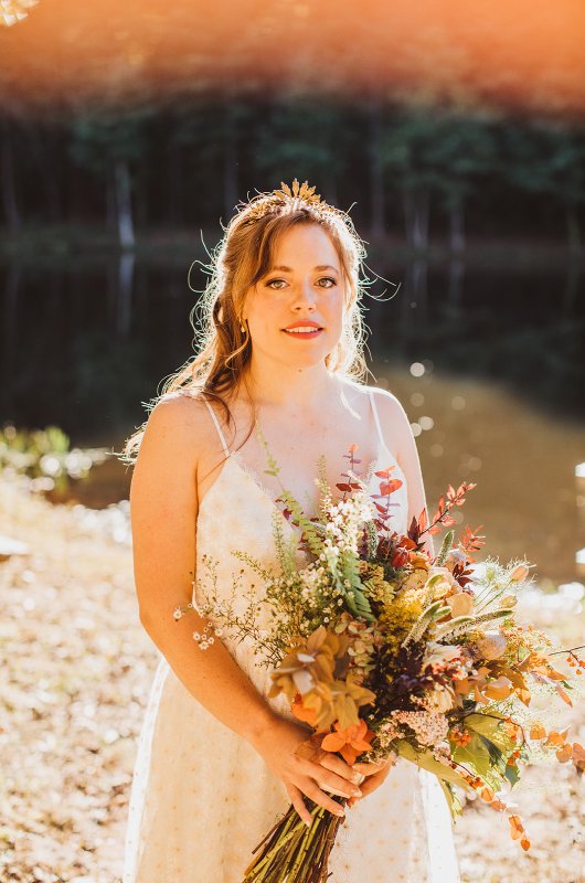 Elizabeth and Michael Marry at a Beautiful Fall Forest Wedding Bride