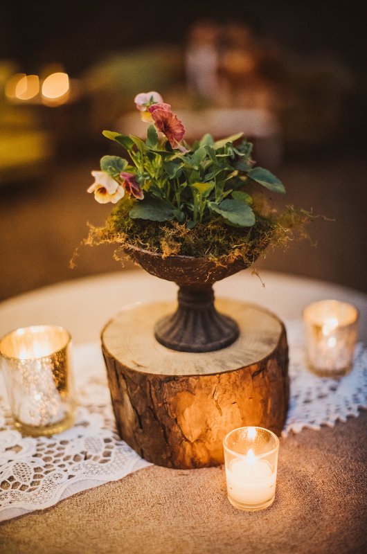 Elizabeth and Michael Marry at a Beautiful Fall Forest Wedding Candles