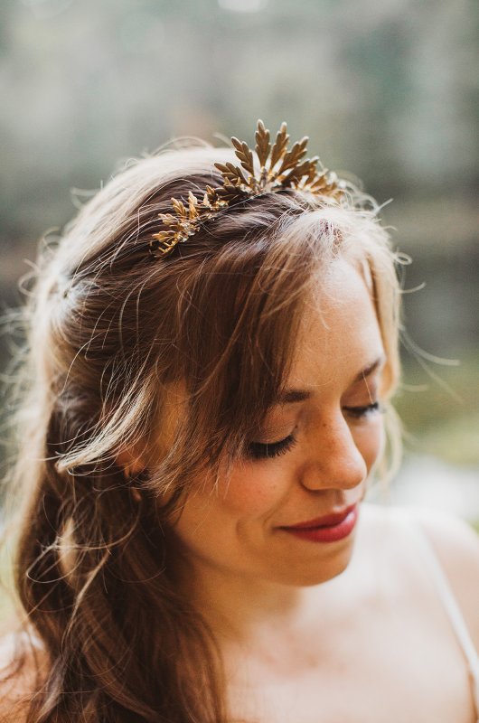 Elizabeth and Michael Marry at a Beautiful Fall Forest Wedding Crown