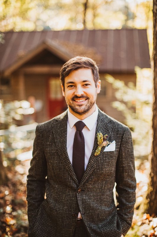 Elizabeth and Michael Marry at a Beautiful Fall Forest Wedding Groom