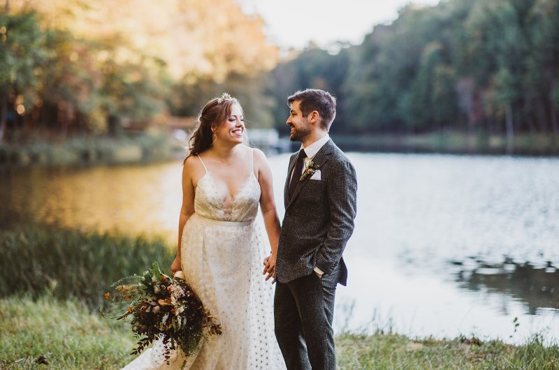 Elizabeth Turner and Michael Goethe Marry at a Beautiful Fall Forest Wedding