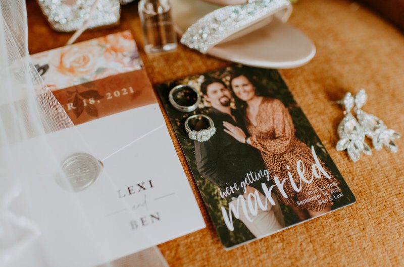 lexi rackley and ben baileys fall wedding in little rock invitations