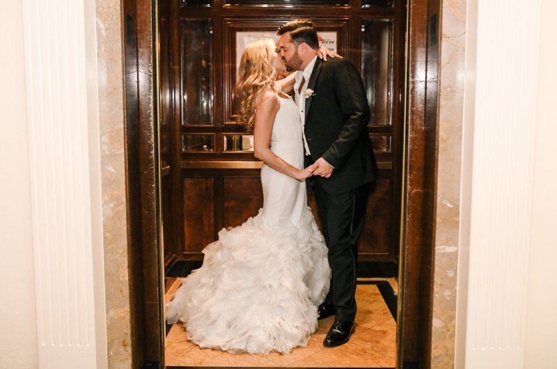 Madeline Littrell and John Coyles Wedding in Memphis Tennessee Elevator