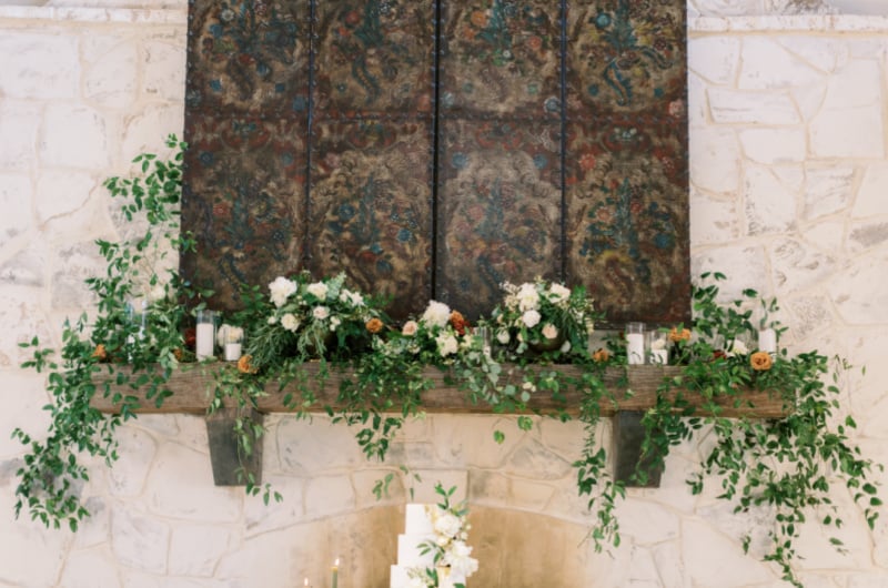 Mountain Views Styled Wedding Shoot In Clayton Georgia mantle piece