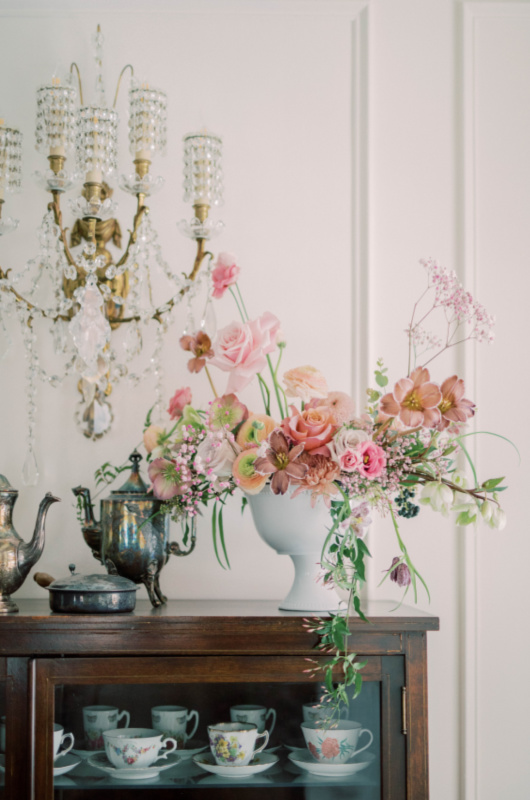 Tea Party Styled Wedding Shoot In Newburyport Massachusetts chandelier