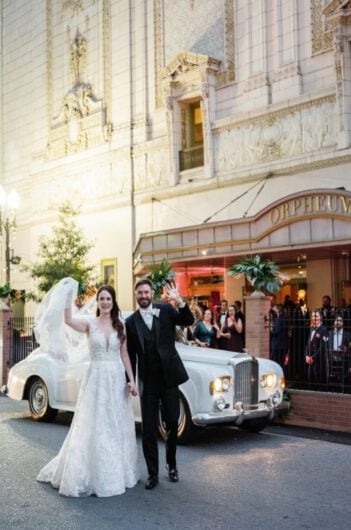 Yelena and Justins Beautiful Wedding in Louisiana Getaway Car