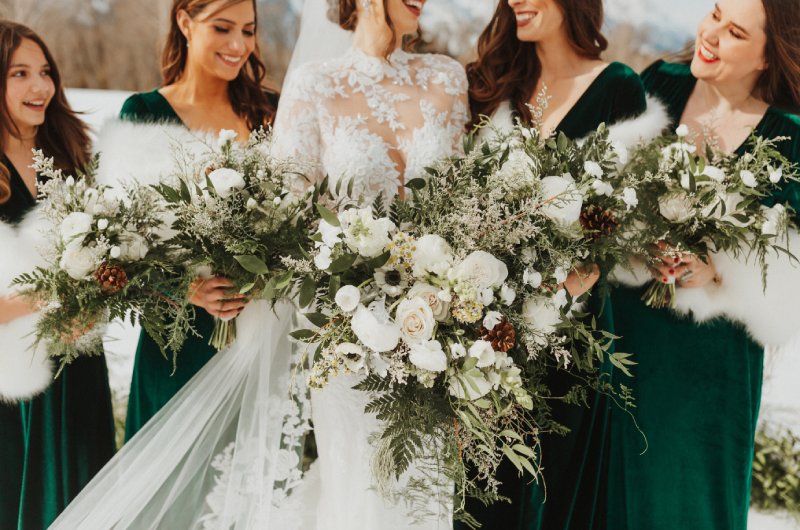 Jenny Tolman and Dave Brainard were married under the majestic Teton Mountain Range at Split Creek Ranch in Jackson Wyoming Bouquets