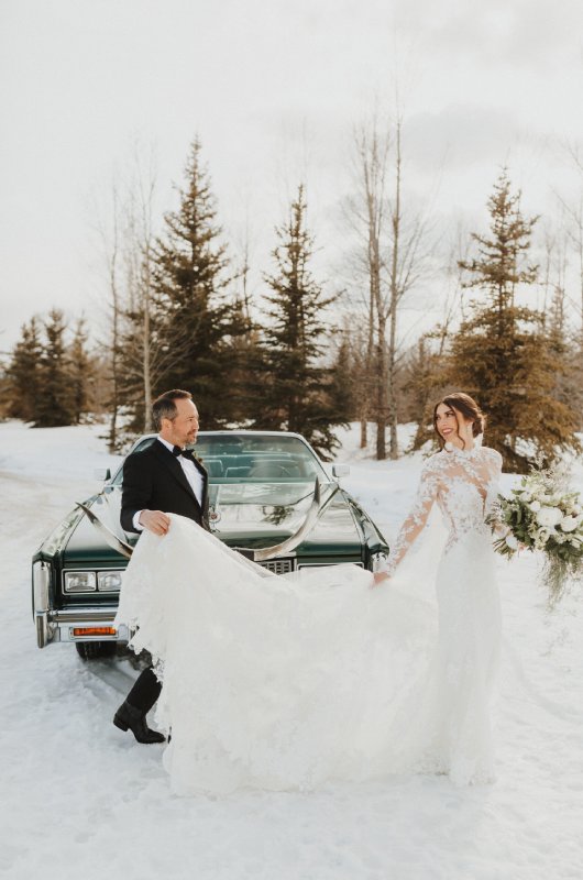 Jenny Tolman and Dave Brainard were married under the majestic Teton Mountain Range at Split Creek Ranch in Jackson Wyoming Carrying Dress
