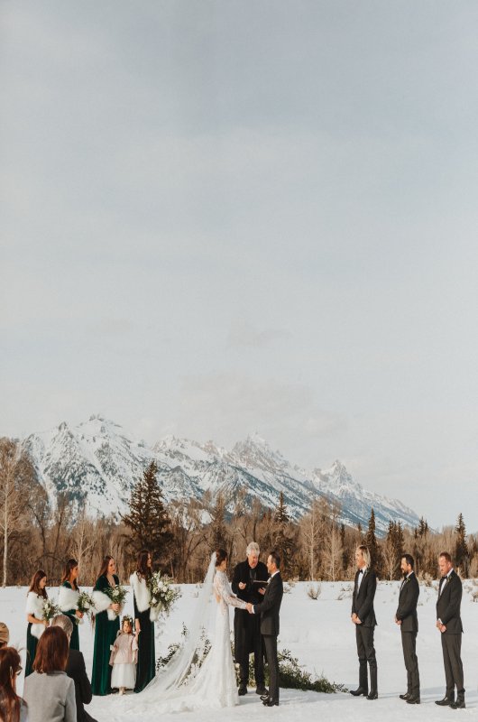 Jenny Tolman and Dave Brainard were married under the majestic Teton Mountain Range at Split Creek Ranch in Jackson Wyoming Ceremony