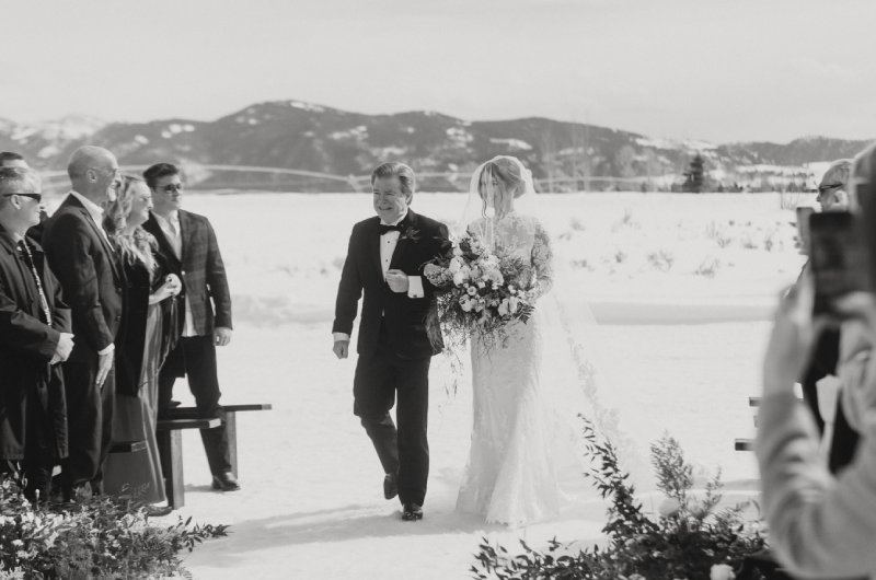 Jenny Tolman and Dave Brainard were married under the majestic Teton Mountain Range at Split Creek Ranch in Jackson Wyoming Father of Bride