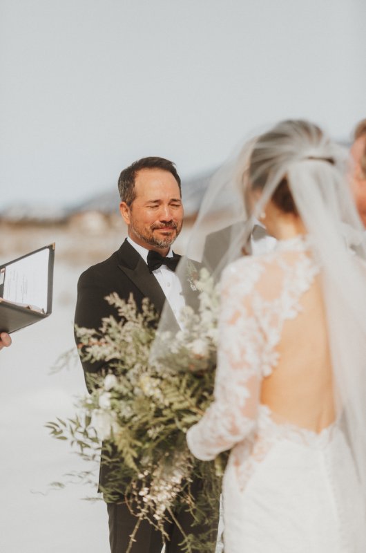 Jenny Tolman and Dave Brainard were married under the majestic Teton Mountain Range at Split Creek Ranch in Jackson Wyoming Groom