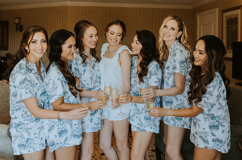 Emily and Matt Marry in a Classic Church Ceremony with a Vintage Reception Bride and Bridesmaids Getting Ready