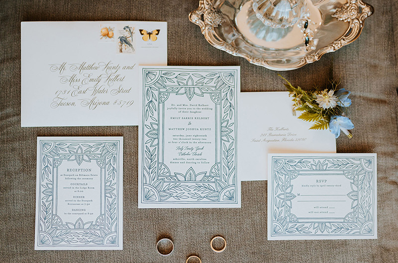 Emily and Matt Marry in a Classic Church Ceremony with a Vintage Reception Invitation Suite