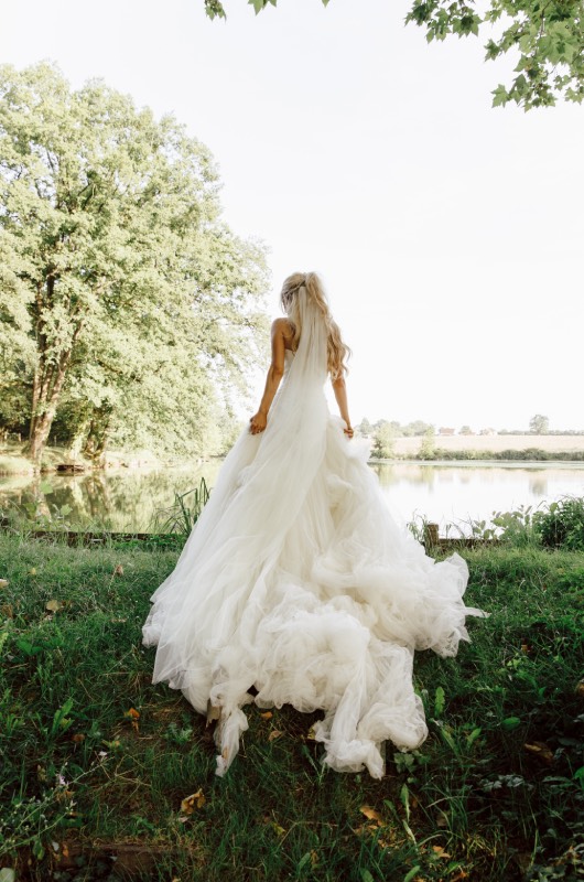 Erin Alvey and Filip Forsberg Wedding in La Guerche sur lAubois France Bride Dress Back