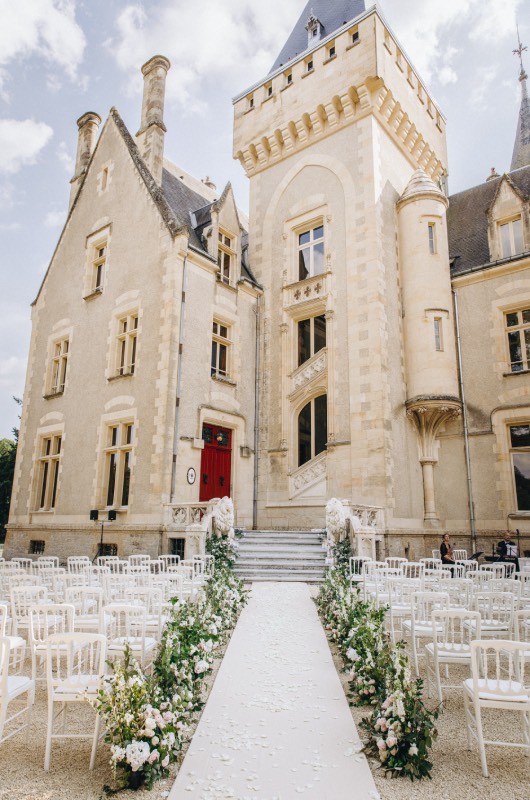 Erin Alvey and Filip Forsberg Wedding in La Guerche sur lAubois France Dunderry Castle Aisle