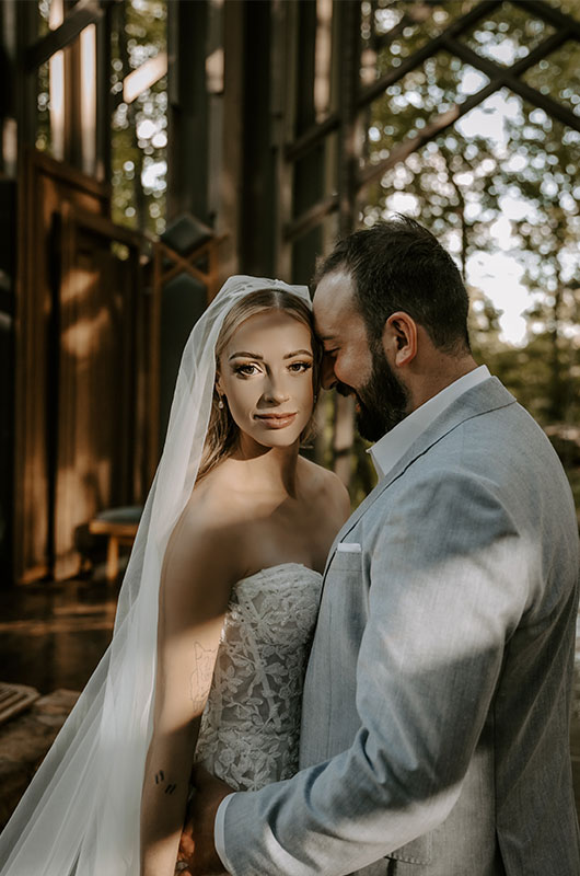 Staesha Gentry and Andrew Buhler Marry at Thorncrown Chapel in Arkansas Couple