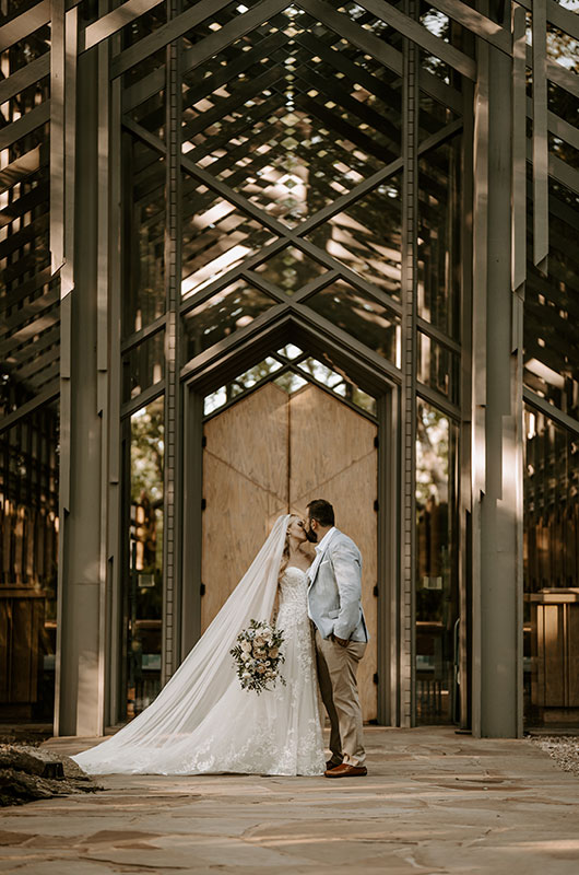 Staesha Gentry and Andrew Buhler Marry at Thorncrown Chapel in Arkansas Wedding