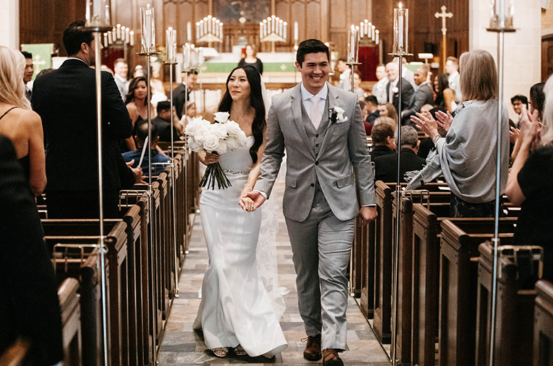 A Beautiful Ballroom Reception at the Four Seasons Hotel Minneapolis Bride and Groom at the Ceremony