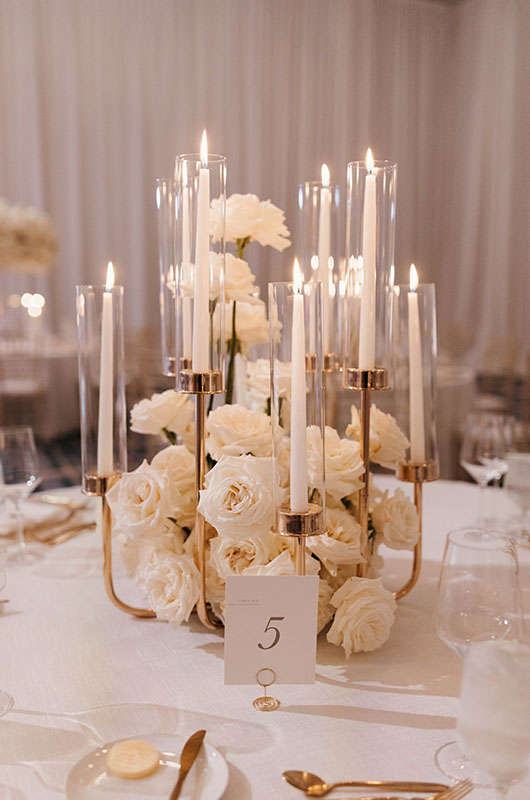 A Beautiful Ballroom Reception at the Four Seasons Hotel Minneapolis Table Floral Arrangements