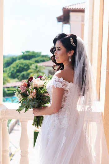 Adriana Zavala and JC Griffin Marry at the Biltmore Hotel Miami in Coral Gables Florida Bridal Portrait Profile