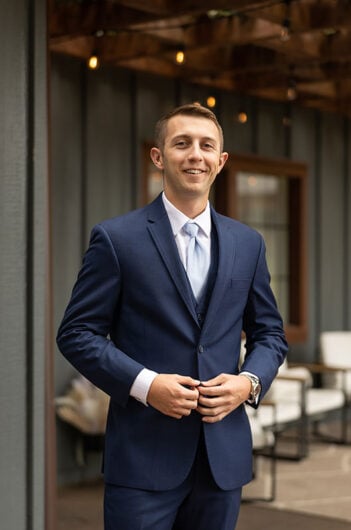 Ashlyn Carruthers and Bryson Burt Marry in North Carolina Groom Portrait