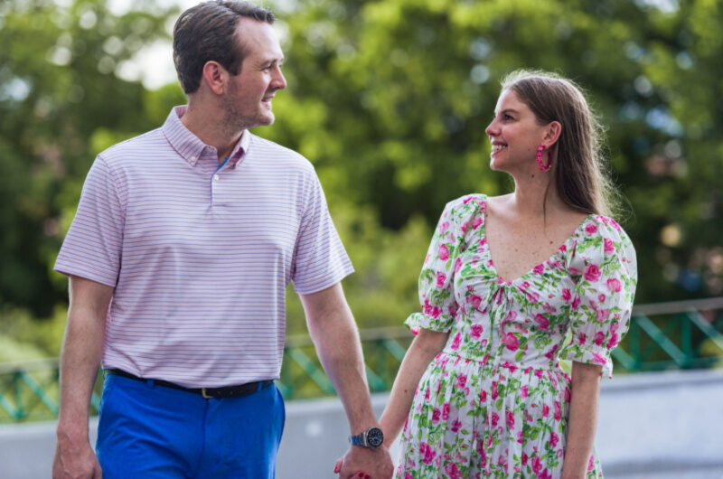 Lauren Junge And Austin Parker Engagement at the Condado Vanderbilt Hotel hand in hand