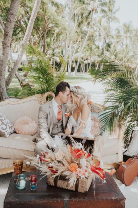 Casitas Beach Checca Lodge Styled By Southern Bride couple on the couch