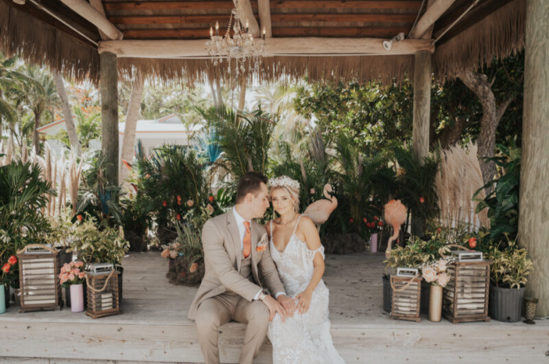 Casitas Beach Chicca Lodge Styled By Southern Bride couple sitting