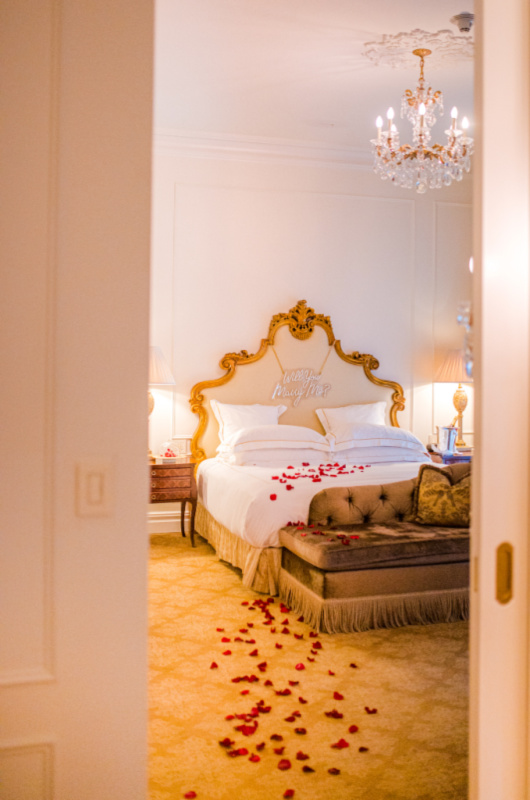 Celebrate Winter Romance at the Plaza Hotel in New York City Rose Petals on Bed
