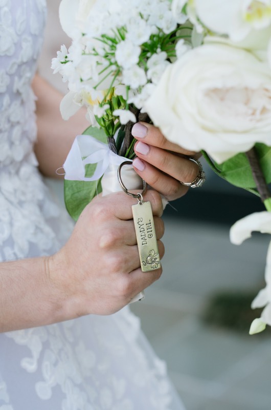 Claire Panebianco and Bobby Theobald Wedding in Houston Texas Bride Flowers Keychain
