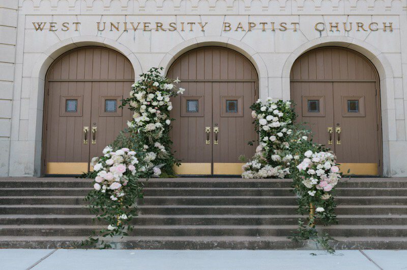 Claire Panebianco and Bobby Theobald Wedding in Houston Texas Church Entrance