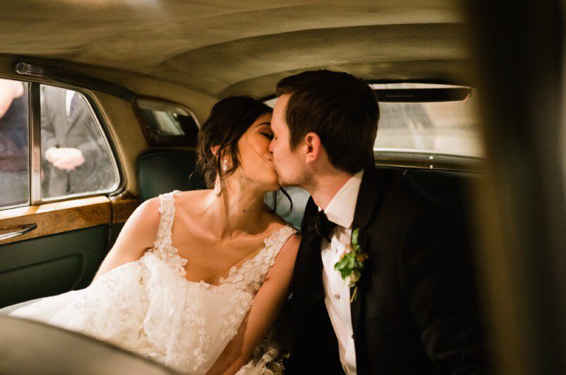 Claire Panebianco and Bobby Theobald Wedding in Houston Texas Kiss In Car