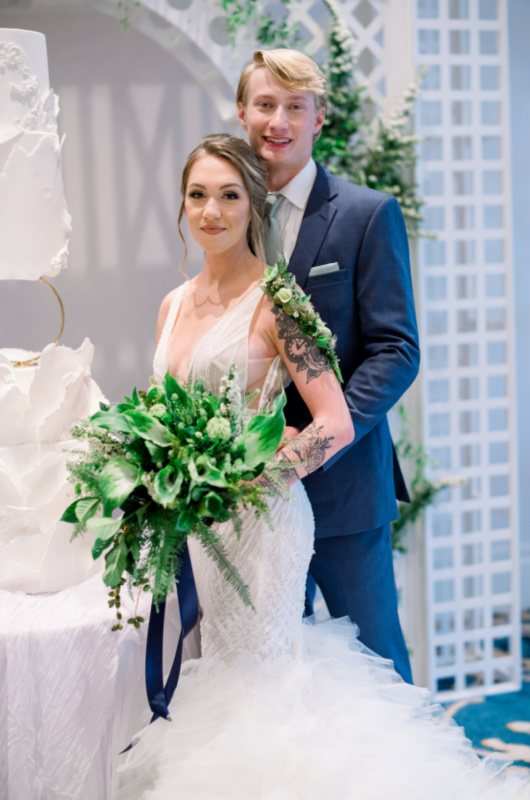 Islamorada Ballroom Styled By Southern Bride couple with bouquet