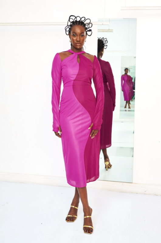 Magenta Color Of The Year two toned dress